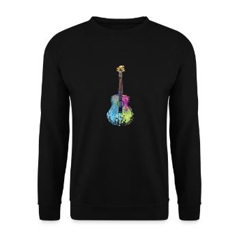 Guitarre Bunt Regenbogen Musik Instrument Geschenk - Unisex Pullover - Schwarz - Vorne - Alina (178cm) & Michal (187cm)