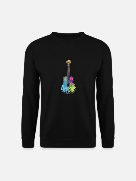 Guitarre Bunt Regenbogen Musik Instrument Geschenk - Unisex Pullover - Schwarz