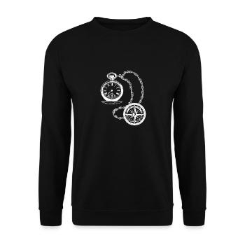 Pocket Watch Clock Time Compass Direction Old Gift - Unisex Sweatshirt - black - Front - Alina (178cm) & Michal (187cm)