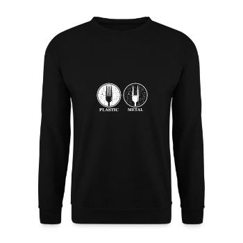 Fork plastic metal fork fork hand joke gift - Unisex Sweatshirt - black - Front - Alina (178cm) & Michal (187cm)