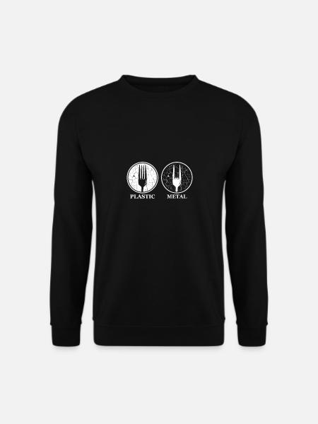 Gabel Plastik Metal Pommesgabel Hand Witz Geschenk - Unisex Pullover - Schwarz