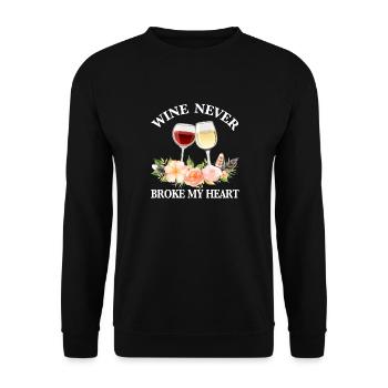 Wine Never Broke My Heart sommelier amateur de vin - Sweat-shirt Unisexe - noir - Devant - Alina (178cm) & Michal (187cm)