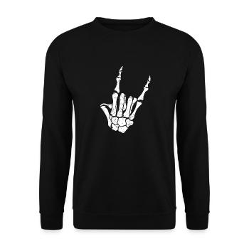 Conception Rock On Horns Skeleton, Rock On, Heavy - Sweat-shirt Unisexe - noir - Devant - Alina (178cm) & Michal (187cm)