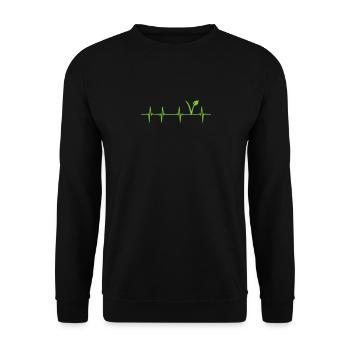 Veganer Herzschlag Puls - Unisex Pullover - Schwarz - Vorne - Alina (178cm) & Michal (187cm)