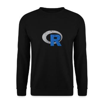 R logo programming Vintage Distressed design - Unisex Sweatshirt - black - Front - Alina (178cm) & Michal (187cm)