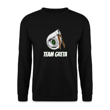 Équipe Greta avec turbocompresseur avec illustration de tresses - Sweat-shirt Unisexe - noir - Devant - Alina (178cm) & Michal (187cm)