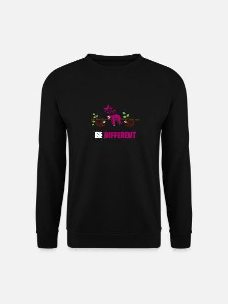 BE DIFFERENT sei anders Faultier Sloth Design - Unisex Pullover - Schwarz