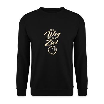 Camino de Santiago Pilger Jakobsweg Pilgermuschel - Unisex Pullover - Schwarz - Vorne - Alina (178cm) & Michal (187cm)