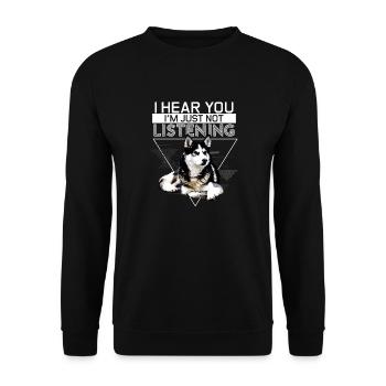 Siberian Husky Besitzer Geschenk Design - einfach nicht - Unisex Pullover - Schwarz - Vorne - Alina (178cm) & Michal (187cm)
