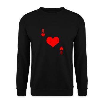 Playing Card Heart Queen Card Card Game - Unisex Sweatshirt - black - Front - Alina (178cm) & Michal (187cm)