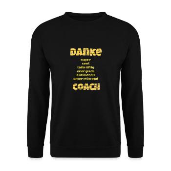 Danke - Helden - coach - Geschenkidee - Trainer - Unisex Pullover - Schwarz - Vorne - Alina (178cm) & Michal (187cm)