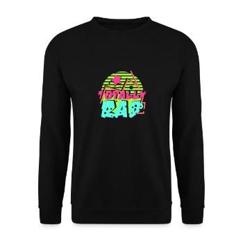 80er Geschenk Party Retro knallige Farben - Unisex Pullover - Schwarz - Vorne - Alina (178cm) & Michal (187cm)
