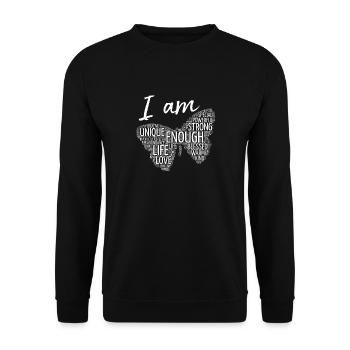 I Am Unique Enough Butterfly Motivation Saying - Unisex Sweatshirt - black - Front - Alina (178cm) & Michal (187cm)