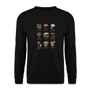 Edible Mushroom Fan Mycology Types Gift print - Unisex Sweatshirt - black - Front - Alina (178cm) & Michal (187cm)
