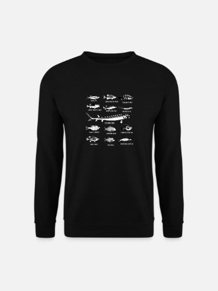 13 Arten von Süßwasserfisch Geschenk Design Angeln - Unisex Pullover - Schwarz