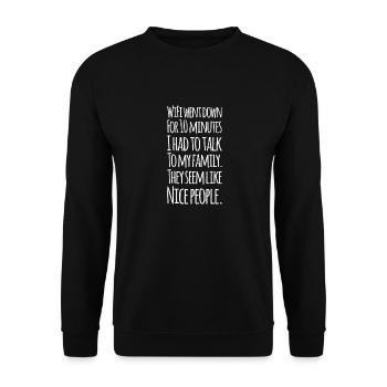 Wi-Fi millénaire drôle en bas devait parler à la famille - Sweat-shirt Unisexe - noir - Devant - Alina (178cm) & Michal (187cm)