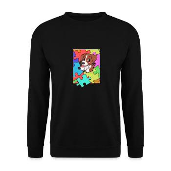 Beagle Puzzle Puzzeln Bunt Hund - Unisex Pullover - Schwarz - Vorne - Alina (178cm) & Michal (187cm)