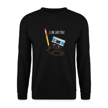 Kassette und Stift Retro Musik 90er Kostüm Lustig - Unisex Pullover - Schwarz - Vorne - Alina (178cm) & Michal (187cm)