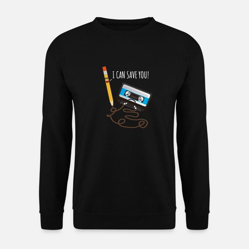 Kassette und Stift Retro Musik 90er Kostüm Lustig - Unisex Pullover - Schwarz