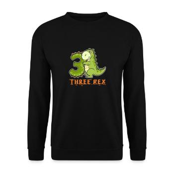 T-Rex 3rd Birthday 3 years Birthday Party Dino - Unisex Sweatshirt - black - Front - Alina (178cm) & Michal (187cm)