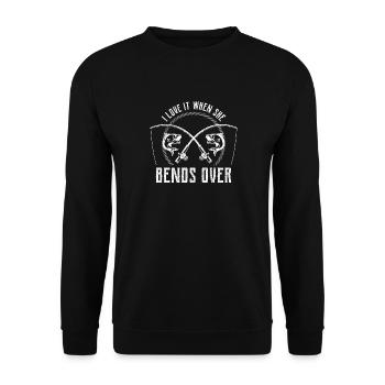 Conception de cadeau de pêche drôle, l'aime quand elle se plie - Sweat-shirt Unisexe - noir - Devant - Alina (178cm) & Michal (187cm)