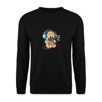 Pug Dog Puppy Gamer Gaming Online Video Game - Unisex Sweatshirt - black - Front - Alina (178cm) & Michal (187cm)