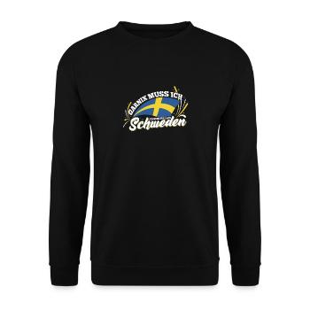 Schweden garnix muss ich nur nach Schweden Winston - Unisex Pullover - Schwarz - Vorne - Alina (178cm) & Michal (187cm)