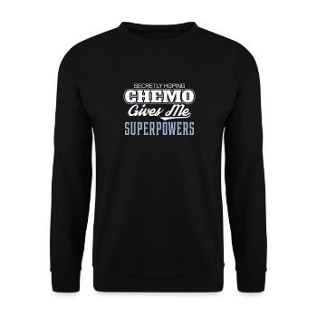 Lustige Krebshoffnung Chemo gibt mir Superkräfte - Unisex Pullover - Schwarz - Vorne - Alina (178cm) & Michal (187cm)