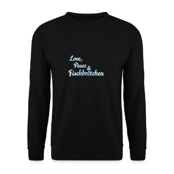 Love, Peace et petits pains de poisson - Sweat-shirt Unisexe - noir - Devant - Alina (178cm) & Michal (187cm)