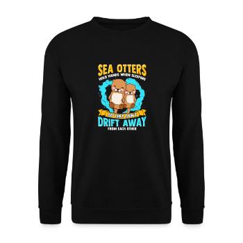Seeotter-Händchenhalten beim Schlafen Netter Otter - Unisex Pullover - Schwarz - Vorne - Alina (178cm) & Michal (187cm)