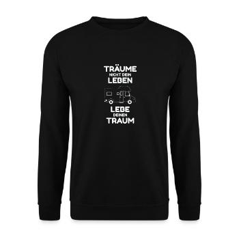 Wohnmobil Camping Caravan Camper Geschenk - Unisex Pullover - Schwarz - Vorne - Alina (178cm) & Michal (187cm)