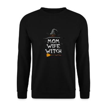 Mutter Frau Hexe Halloween - Unisex Pullover - Schwarz - Vorne - Alina (178cm) & Michal (187cm)