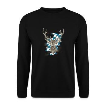 - Bavarian Original Hirsch Bayern - Unisex Sweatshirt - black - Front - Alina (178cm) & Michal (187cm)