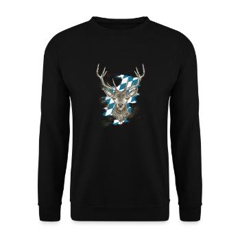- Bavarian Original Hirsch Bayern - Unisex Sweatshirt - black - Front - Alina (178cm) & Michal (187cm)