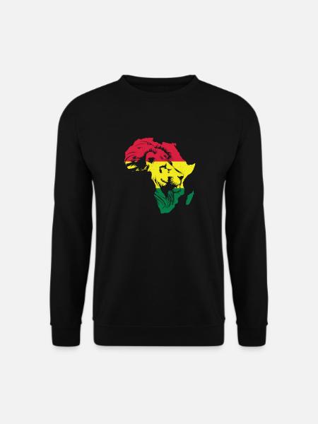 Roar Africa Karte Löwengesicht Reggae Rasta Geschenk - Unisex Pullover - Schwarz