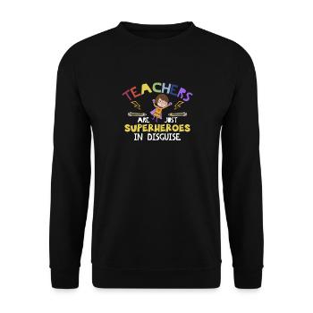 Lehrer sind Superheld-Geschenk-Entwurf für Lehrer - Unisex Pullover - Schwarz - Vorne - Alina (178cm) & Michal (187cm)