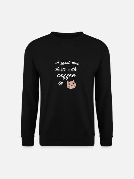 coffee and cat, cat and coffee - Unisex Sweatshirt - black