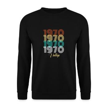 1970 vintage birthday year of birth gift idea - Unisex Sweatshirt - black - Front - Alina (178cm) & Michal (187cm)