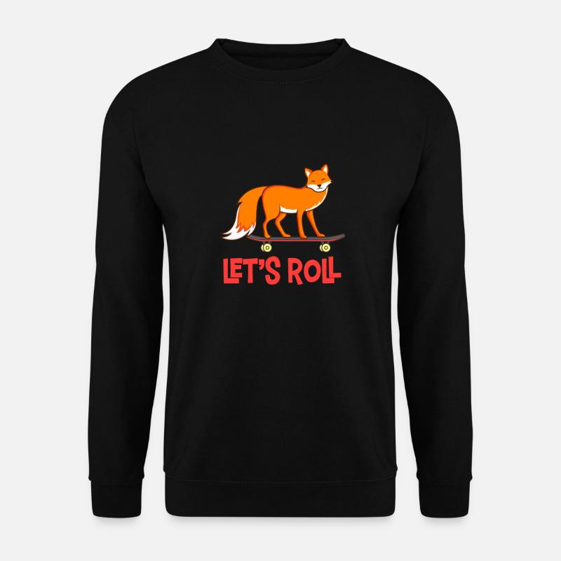 Fuchs auf Skateboard - Unisex Pullover - Schwarz