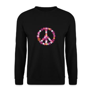 Flower power peace sign peace hippie - Unisex Sweatshirt - black - Front - Alina (178cm) & Michal (187cm)