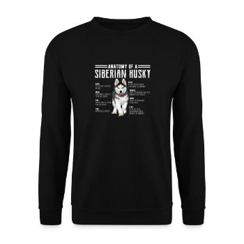 Anatomie d'un t-shirt pour fans de chiens de Sibérie à imprimé Husky - Sweat-shirt Unisexe - noir - Devant - Alina (178cm) & Michal (187cm)