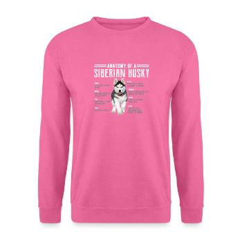 Anatomy of A Husky print Siberian Dog Fans Tee - Unisex Sweatshirt - pink - Front