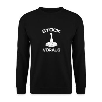 stock voraus w Zeichenflaeche 1 - Unisex Pullover - Schwarz - Vorne - Alina (178cm) & Michal (187cm)