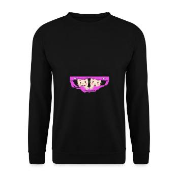 Zwillinge Gucken Schwanger Schwangerschaft Twins - Unisex Pullover - Schwarz - Vorne - Alina (178cm) & Michal (187cm)