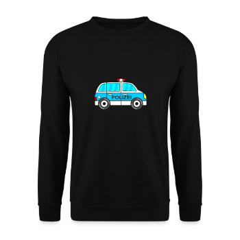 Polizeiauto Kinder Jungen Polizei - Unisex Pullover - Schwarz - Vorne - Alina (178cm) & Michal (187cm)