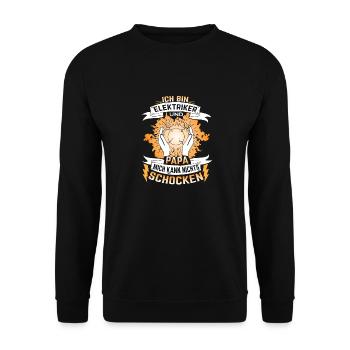 Elektriker Papa mich kann nichts schocken - Unisex Pullover - Schwarz - Vorne - Alina (178cm) & Michal (187cm)
