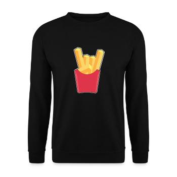 Heavy Metal Pommes fork - Unisex Sweatshirt - black - Front - Alina (178cm) & Michal (187cm)