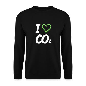 I love Co2 Anti Grüne Demonstration - Unisex Pullover - Schwarz - Vorne - Alina (178cm) & Michal (187cm)