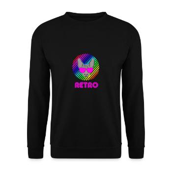 Chat rétro chat des années 90 - Sweat-shirt Unisexe - noir - Devant - Alina (178cm) & Michal (187cm)