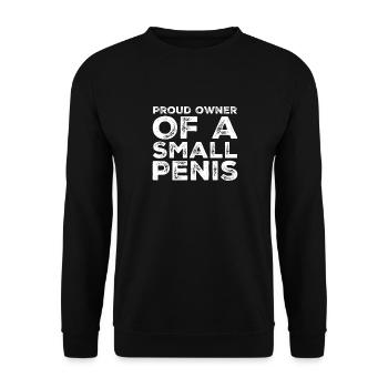 Stolzer Inhaber eines kleinen Penis-lustigen Gag-Geschenks - Unisex Pullover - Schwarz - Vorne - Alina (178cm) & Michal (187cm)